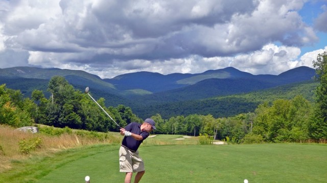 The views from Sunday River Golf Club are stunning; and somewhere on the mountains in the distance is where I would be spending the night!